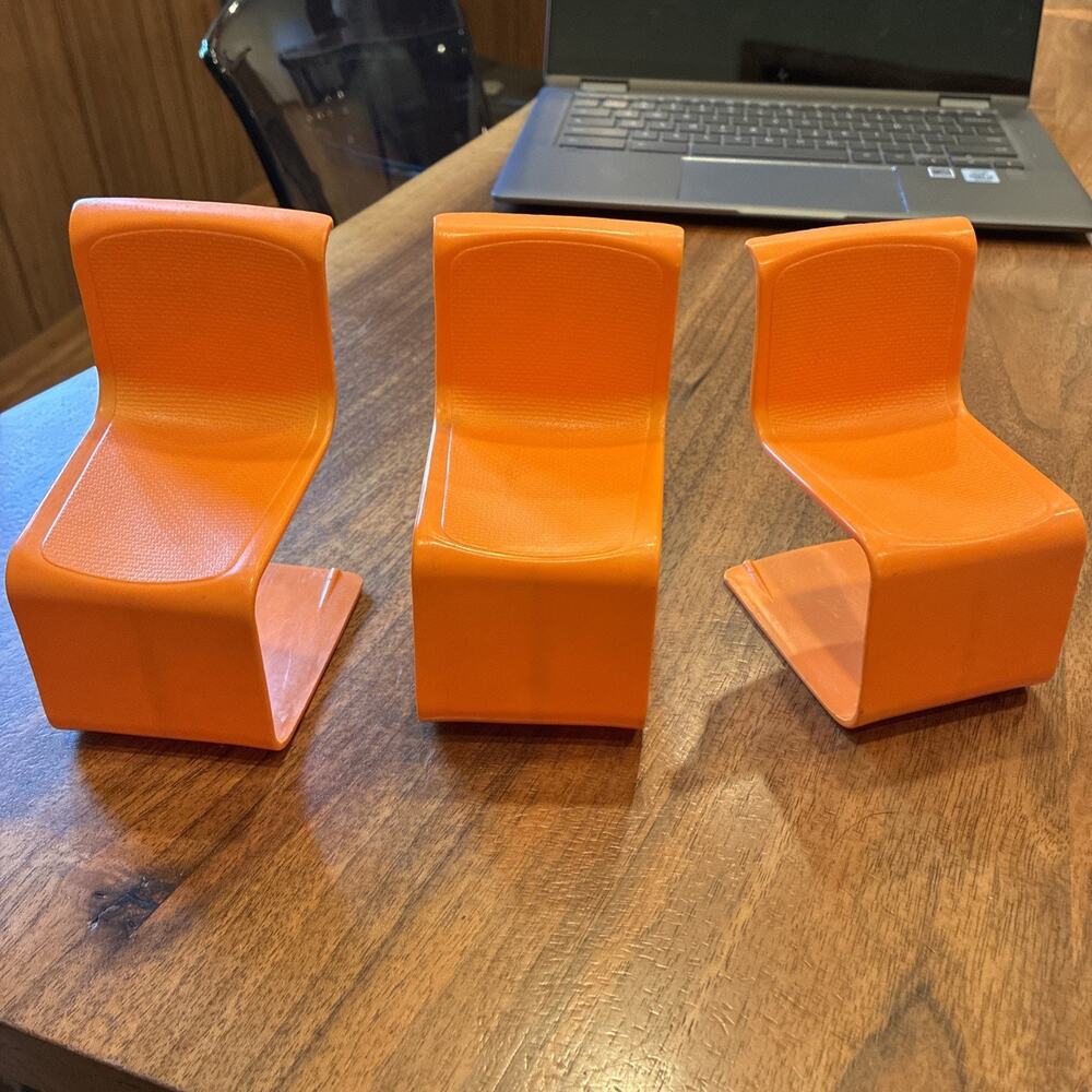 Set‎ Of 3 Vintage 1973 Barbie Orange Plastic S Chair